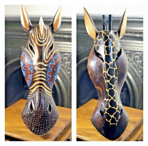 Wooden carved mask giraffe - wooden,