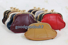 New Ladies Soft Leather Ball Snap Clasp  Zips Purse Clutch /Coin  Bag Wallet 