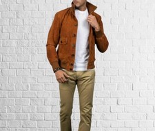 Trendy Men Sheepskin Suede Tan