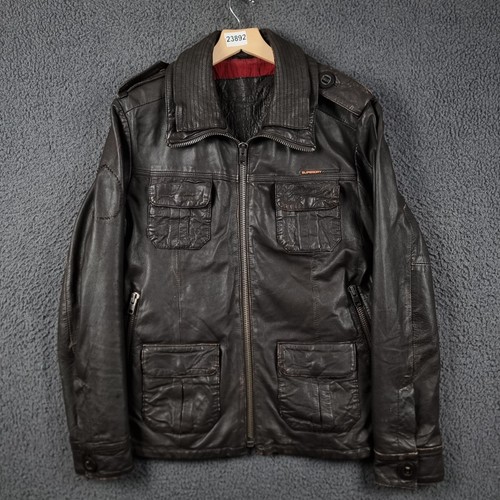 Superdry leather jacket - leather, mens
