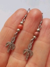 Sterling Silver Coral Dangle Earrings R5M