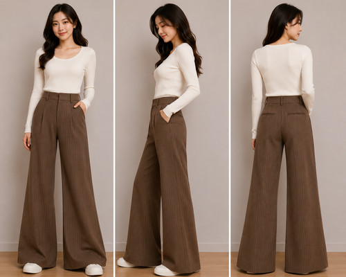 Women brown pinstripe - brown, wide