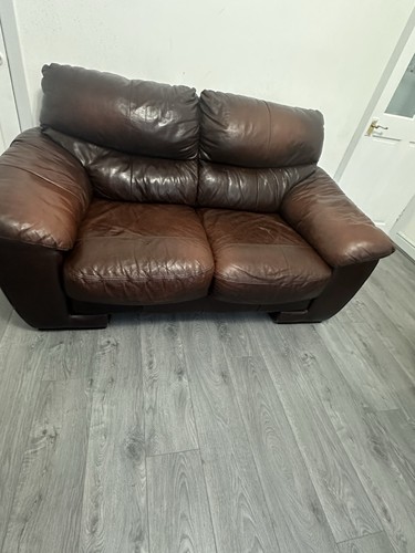 Free brown leather seater - leather, 2-seater
