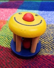 Pintoy John Crane Smile Rattle Wooden Bell Toy Baby 