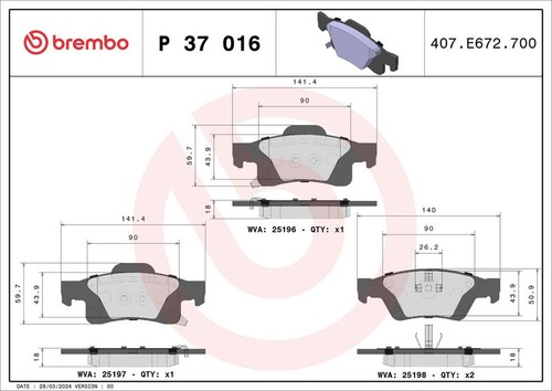Brembo p37016 brake pad - brembo,