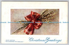 R737306 Christmas Greetings White Heather fro Contentment and Good Luck A Sprig