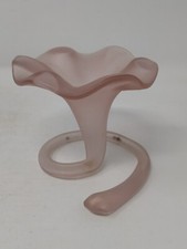OPAQUE PINK TRUMPET VASE with TWISTED STEM approx 3.5" in height