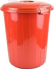 50L Garden Waste Bin Locking Lid Home Kitchen Rubbish Dustbin Heavy Duty Red