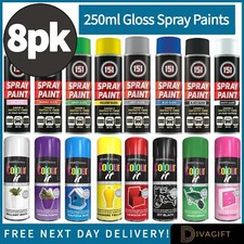 8 x GLOSS FINISH SPRAY PAINTS