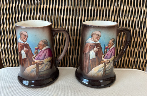 Pair vintage monk friar - pair, mugs
