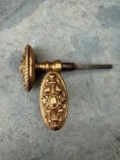 Pair Of Vintage French Solid Brass Door Knobs Handles