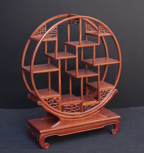 Wooden round display shelf - wooden,