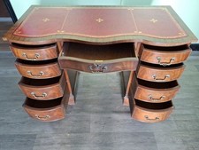 Serpentine Red Leather Top Captains/Writing Desk