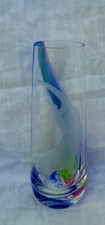 Vintage  Caithness Scotland  Glass Vase  Etched Sea Otter Swimming  under Water
