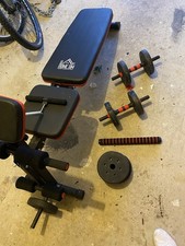 Gym Equipment Bench, Weights, and Bars Set