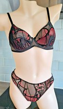 Antigel GLAMOUR Narrow Sided Black/Red Cut Velvet/Fishnet Hipster Thong