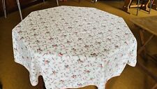 Vintage Laura Ashley Country Lattice rose/multi Cotton round Table Cloth 176 Cm