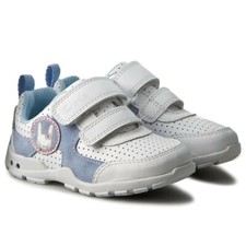 CLARKS Brite Wizz Fst  White Combi Leather Girls Shoes Size UK 4 1/2G