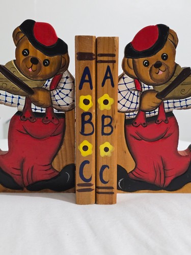 Vintage wooden teddy bear - wooden,