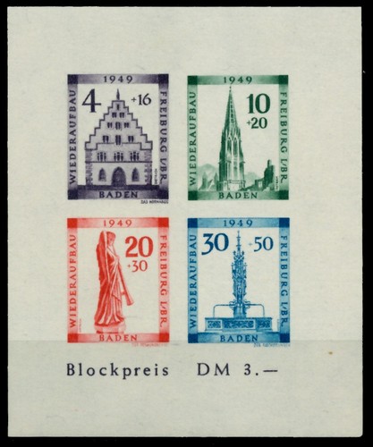French zone baden block mnh - baden,