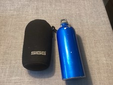 A Sigg Water Bottle 1Lt and Cover Stainless Steel