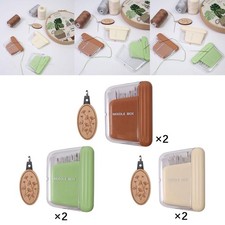 Sewing Needle Box Set Needle Container Include 5 Size Needle with Wooden