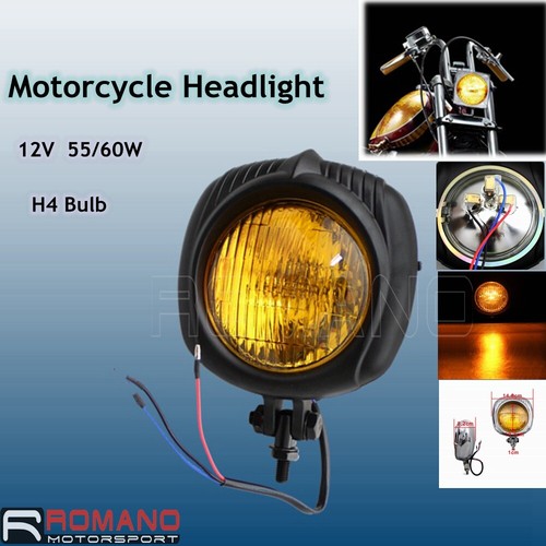 Black yellow retro motorcycle - black,