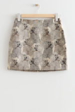 BNWT & OTHER STORIES Jacquard Textured Mini Skirt in Poodle Print SKIRT 38 12