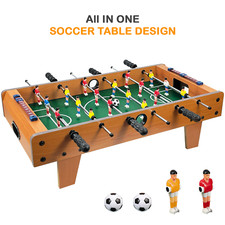 27" Wooden Tabletop Football Game For Kids And Adults Large Table Soccer Game