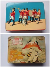 2 Vintage Edward Sharp's Toffee Tins Bees and Toy Soilders Vgc Rare