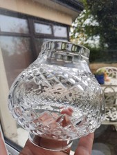 Stunning Tyrone Crystal Irish Cut Glass Globe Hurricance Lamp Candle  Heavy