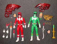 Power Rangers Lightning Remastered Green & Red Ranger Figures with Extra Heads