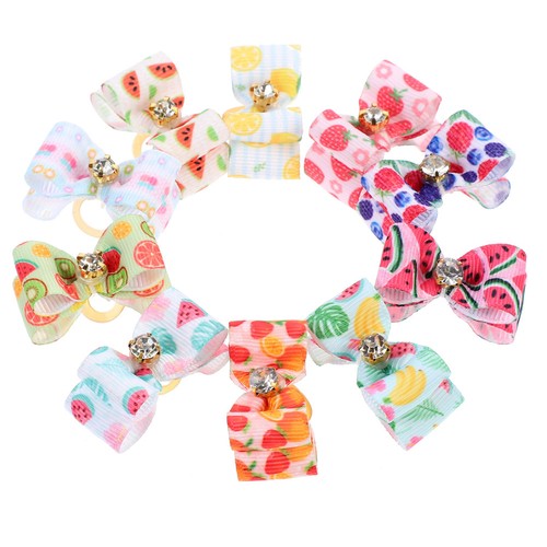 Polyester 10pcs pet hair bow - polyester,