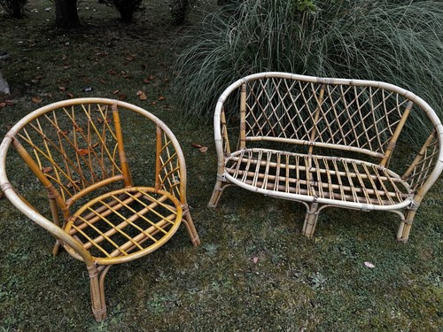 Wicker cane bamboo sofa - bamboo,