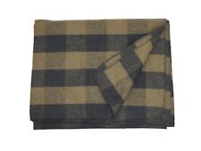 NEW 75% Wool Buffalo Blanket Plaid Check Throw Rug  Olive / Army Green & Black