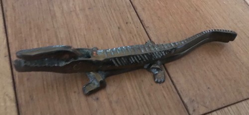 Vintage brass crocodile - vintage,