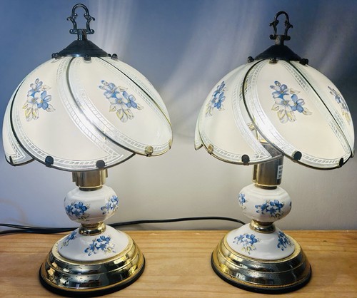 Pair tiffany style brass - tiffany,