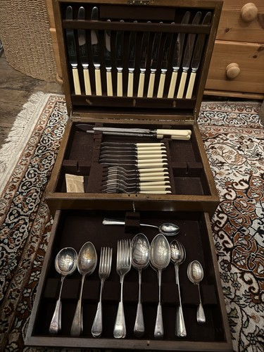 Antique mahogany silver plated - antique,