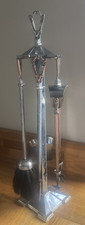 Art Deco Copper Companion Set Fireside Tools Tongs Poker Brush Shovel Fire Side.