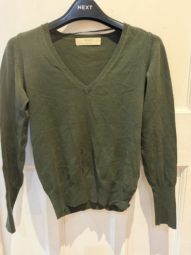 Zara woman forest green v - zara,