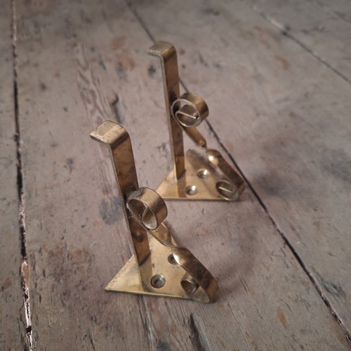 Pair brass shelf brackets - brackets, /
