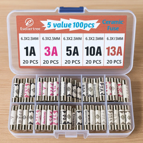 Box 100 assorted plug fuses - box,