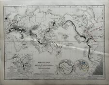 1850 Geological World Map Volcanoes & Earthquakes Hand Coloured Map By Petermann