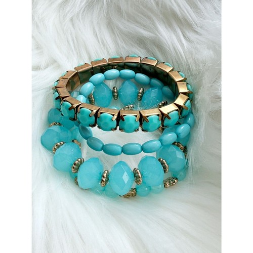 Teal turquoise beaded bracelet - teal,
