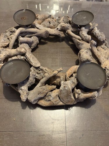 Rustic driftwood candle holder - rustic,