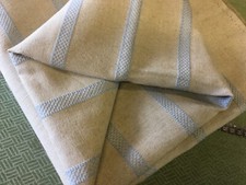 124 cm Ian Mankin HOPSACk stripe Fabric Remnant  137 wide BLUEBELL.