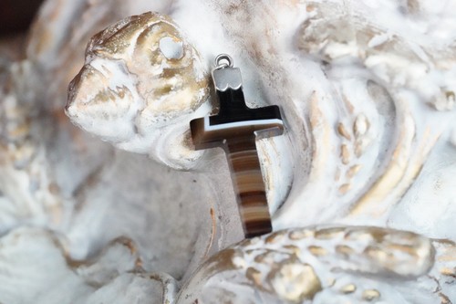 Antique agate cross pendant - antique,