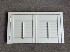 Used set of wooden plantation shutter blinds, 2 panels and battens, no frame