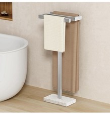 KES Free Standing Towel Rail Marble Base Brushed Steel Finish NEW & Unused Boxed