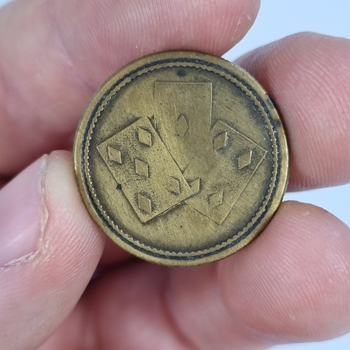 Antique 19thc brass gaming - antique,